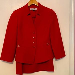 Stunning vibrant red business suit by tahari